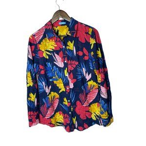 J. Mclaughlin Floral Tropical mixed print button‎ shirt size small womens